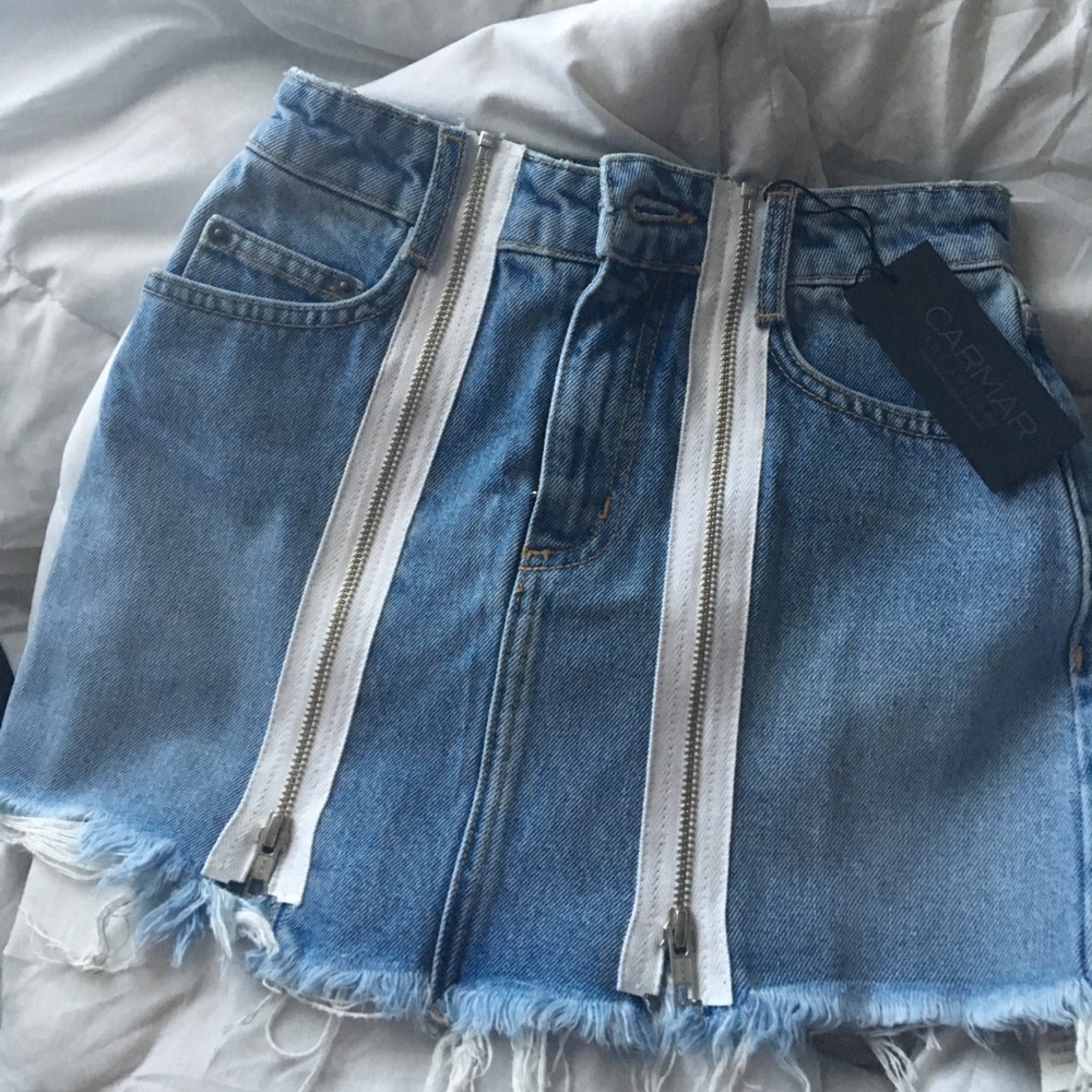 Carmar denim zip skirt